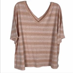 GAP X Large pink striped double v-neck oversized